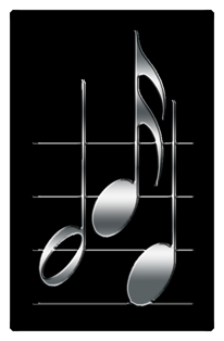 DF35T 382 SL BK Silver Music Notes Black Background